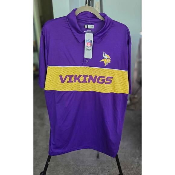 Minnesota Vikings Polo Shirt XL NWT NFL Team Apparel Purple Gold Fan Gear - Picture 5 of 8